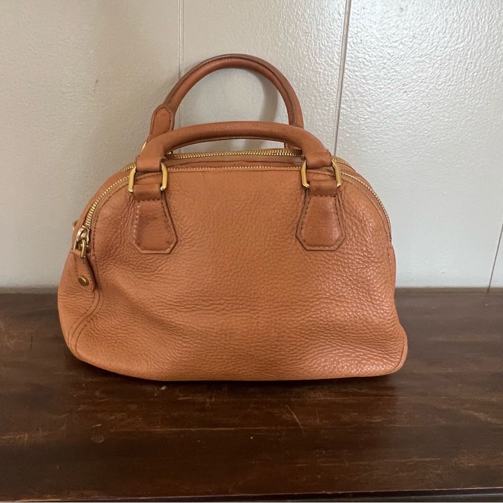 J. Crew Biennial Satchel with Gold Hardware, Camel Pebble Leather